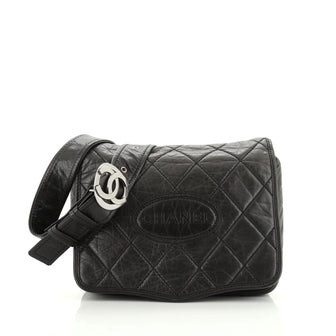 Chanel Vintage Logo Messenger Bag Quilted Aged Calfskin Medium