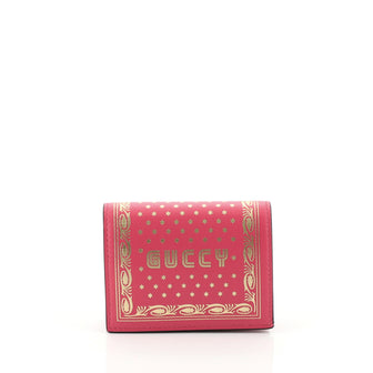 Gucci Bifold Wallet Limited Edition Printed Leather Pink 45272