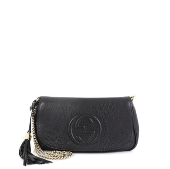 Gucci Soho Chain Crossbody Bag Leather Medium Black 452791