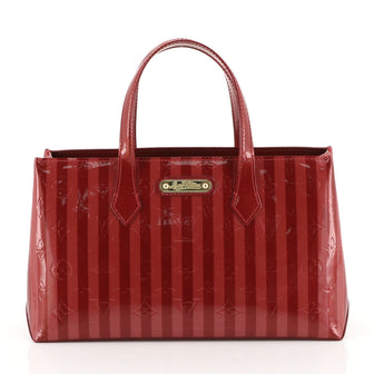 Louis Vuitton Wilshire Handbag Limited Edition Monogram Vernis Rayures PM Red 452802