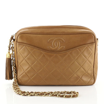 Chanel Vintage Camera Tassel Bag Quilted Leather Medium Brown 4528114