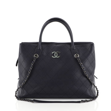 Chanel Urban Shopping Tote Quilted Caviar Large Blue 4528116