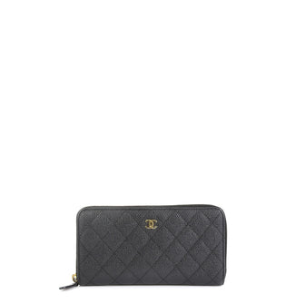 Chanel Zip Around Wallet Quilted Caviar Long Black 4528117