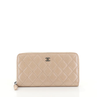 Chanel Zip Around Wallet Quilted Caviar Long Pink 4528118