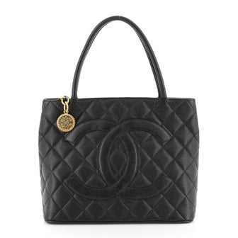 Chanel Medallion Tote Quilted Caviar Black 4528120