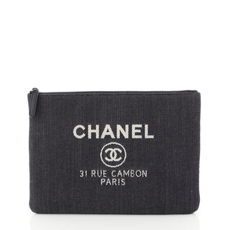 Chanel Deauville Pouch Denim Medium Blue 4528154