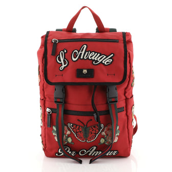 Gucci Techpack Backpack Embroidered Techno Canvas Red 4528160