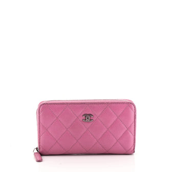 Chanel Zip Around Wallet Quilted Caviar Small Pink 452819