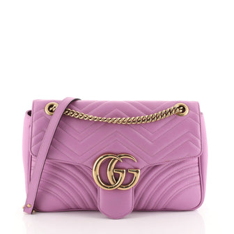 Gucci GG Marmont Flap Bag Matelasse Leather Medium Purple 452864
