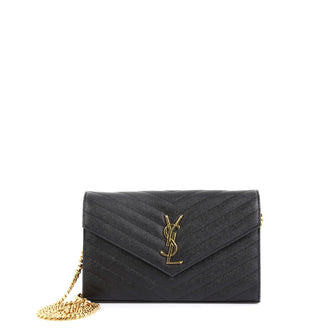 Classic Monogram Wallet on Chain Matelasse Chevron Leather Medium