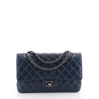 Chanel Classic Double Flap Bag Quilted Caviar Medium Blue 452981