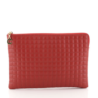 Celine C Charm Pouch Quilted Leather Medium Red 453016
