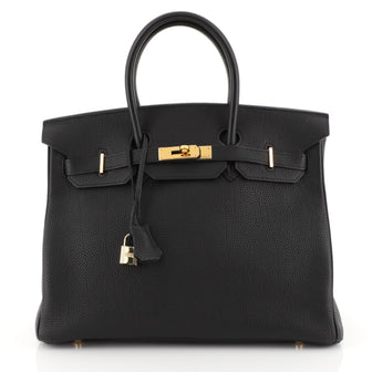 Hermes Birkin Handbag Black Togo with Gold Hardware 35 Black 45304105