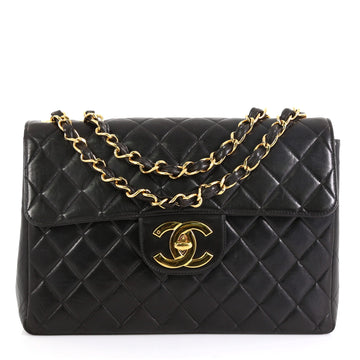 Chanel Vintage Classic Single Flap Bag Quilted Lambskin Jumbo
