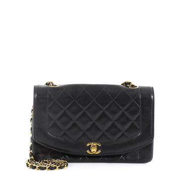 Chanel Vintage Diana Flap Bag Quilted Lambskin Medium Black 45304124