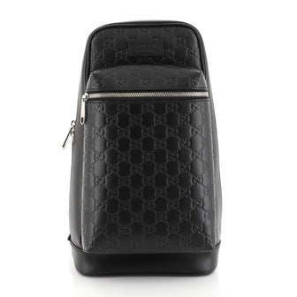 Gucci Signature Slim Crossbody Bag Guccissima Leather Small Black 45304125