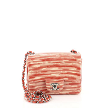 Chanel Square Classic Single Flap Bag Printed Patent Mini Orange 45304128