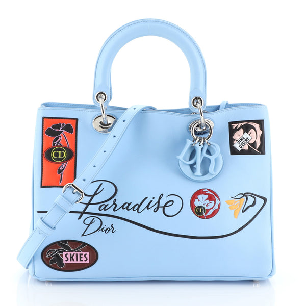 Christian Dior Paradise Diorissimo Tote Calfskin Medium Blue 453041