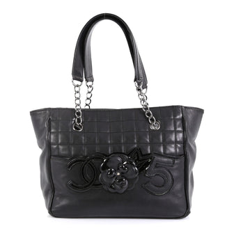 Chanel Camellia No.5 Tote Quilted Lambskin Medium Black 4530425