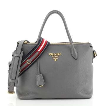 Prada Dual Strap Zip Tote Vitello Daino Medium Gray 4530443
