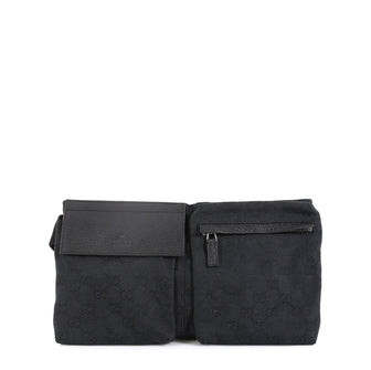Gucci Vintage Double Belt Bag GG Canvas Black 4530460