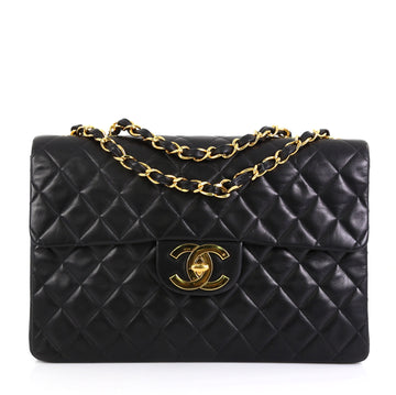 Chanel Vintage Classic Single Flap Bag Quilted Lambskin Maxi Black 4530493