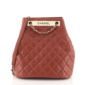 Chanel Trendy CC Drawstring Bag Quilted Lambskin Medium Red 4530494