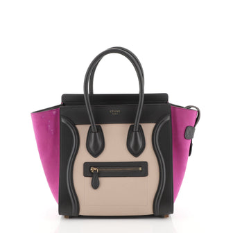 Celine Tricolor Luggage Handbag Leather Micro Gray 4530496