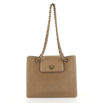 Chanel Vintage CC Shopping Tote Quilted Caviar Medium Brown 453121
