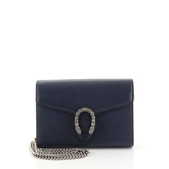 Gucci Dionysus Chain Wallet Leather with Embellished Detail Small Blue...
