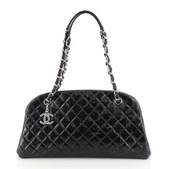 Chanel Just Mademoiselle Bag Quilted Glazed Calfskin Medium Blue 45316106