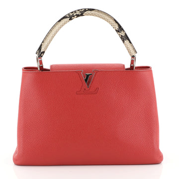 Louis Vuitton Capucines Handbag Leather and Python MM Red 45316112