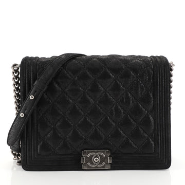 Chanel Boy Flap Bag Quilted Gentle Iridescent Calfskin New Medium Black 45316120