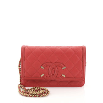 Chanel Filigree Wallet on Chain Quilted Caviar Red 4531618