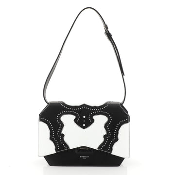 Givenchy Bicolor Brogues Bow Cut Flap Bag Leather Medium White 4531621