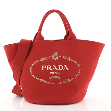 Prada Canapa Convertible Shopping Tote Canvas Medium Red 4531638