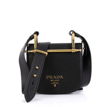 Prada Pionniere Saddle Crossbody Bag City Calfskin Small Black 4531641