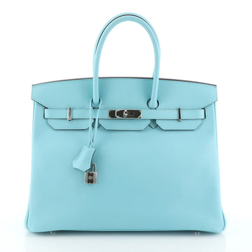 Hermes Birkin Handbag Blue Epsom with Palladium Hardware 35