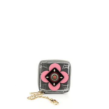 Louis Vuitton Porte Monnaie Carre Limited Edition Flower Vernis Silve...