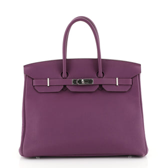 Hermes Birkin Handbag Purple Togo with Palladium Hardware 35 Purple 45...