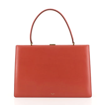 Celine Clasp Top Handle Bag Leather Medium Red 4531684
