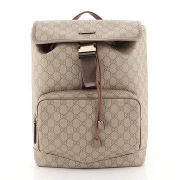 Gucci Buckle Backpack GG Coated Canvas Medium Brown 453169