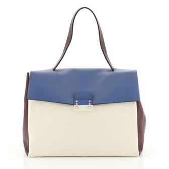 Valentino Colorblock Mime Handbag Leather Large White 453195