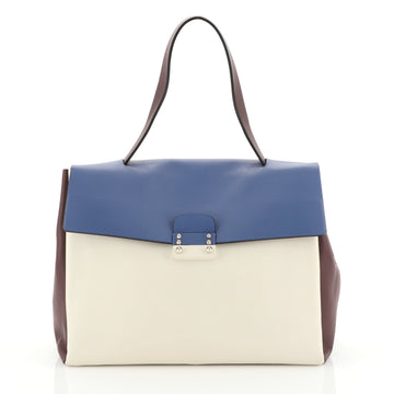 Valentino Colorblock Mime Handbag Leather Large White 453195