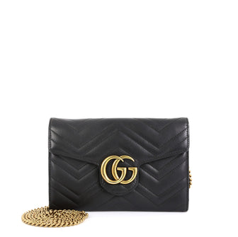 Gucci GG Marmont Chain Wallet Matelasse Leather Mini Black 453251