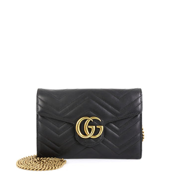 Gucci GG Marmont Chain Wallet Matelasse Leather Mini Black 453251