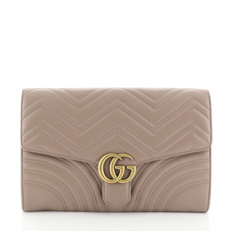 Gucci GG Marmont Flap Clutch Matelasse Leather Neutral 4532801