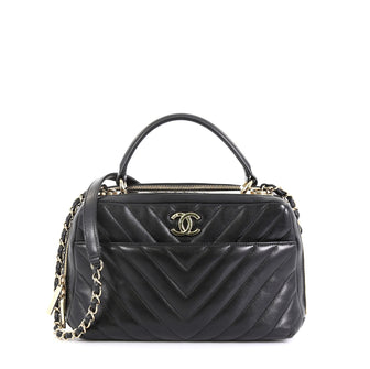 Chanel Trendy CC Bowling Bag Chevron Lambskin Medium Black 453604