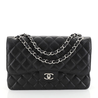Chanel Classic Double Flap Bag Quilted Caviar Jumbo Black 453605
