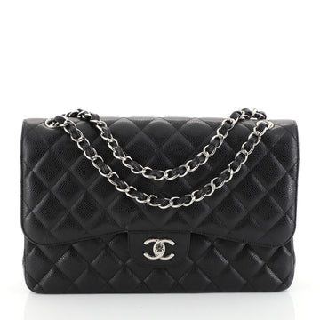 Chanel Classic Double Flap Bag Quilted Caviar Jumbo Black 453605